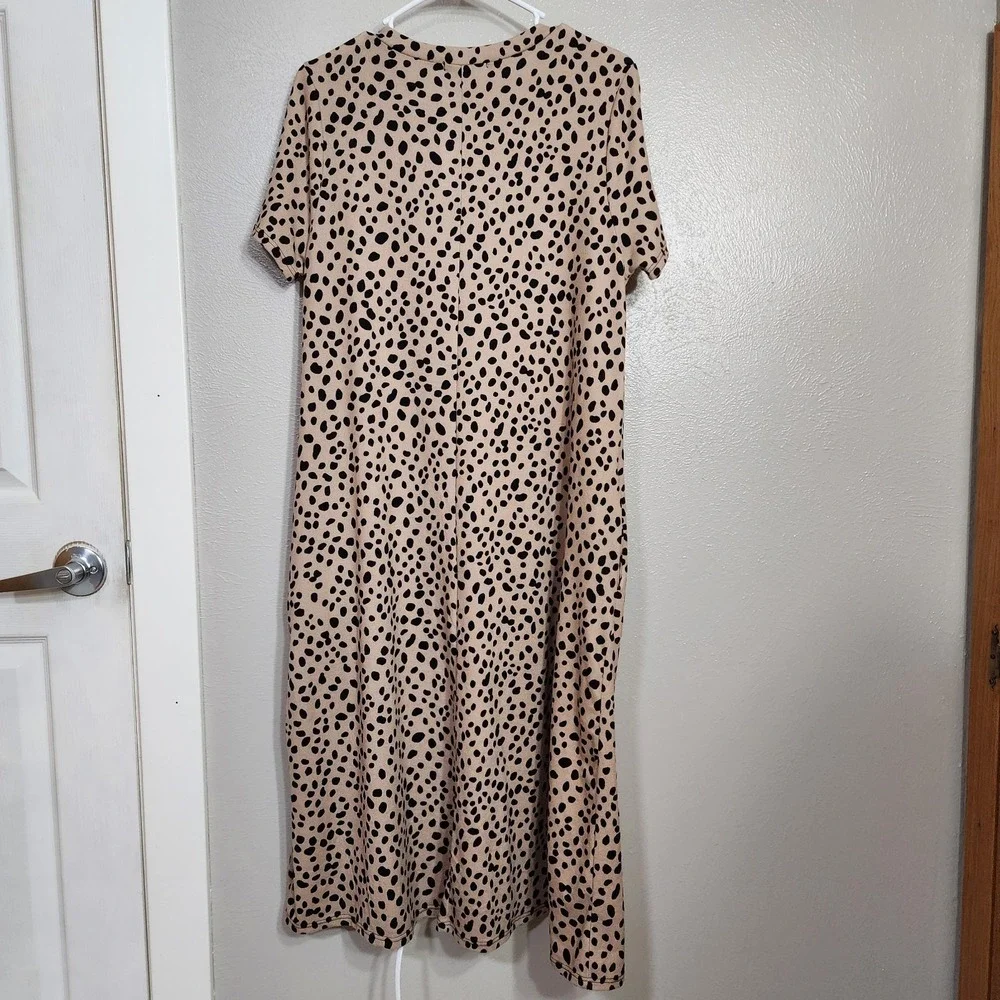 Cream And Sugar Women's Dress With Pockets‎ Leopard Print Size Large